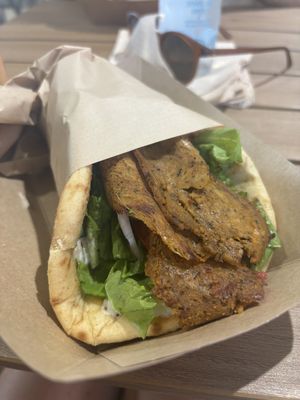 Beautiful seitan gyro, so good we immediately ordered another!   at Sacred Garden Plant Based Deli in Rhodes