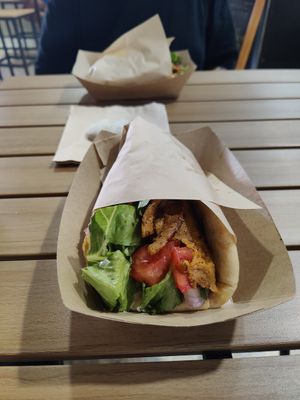 Gyros pita at Sacred Garden Plant Based Deli in Rhodes