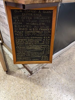 menu (drinks) at Sacred Garden Plant Based Deli in Rhodes