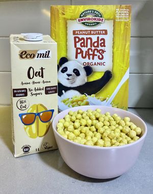 Peanut butter cereal and oat milk   at Organic Foods & Café - Cityland Mall in Dubai