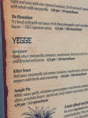 Menu  at South Shore Tiki Lounge in Kihei