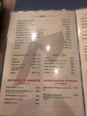 Menu part one at Steak house Restaurant Sepata in Qarku I Vlorës
