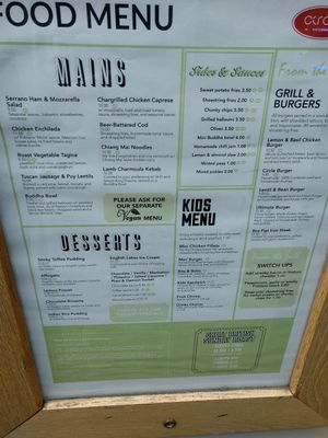 not the vegan menu at Circle Cafe Bar in Carlisle