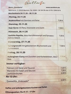 Fully vegan menu  at Carotteria in Bautzen