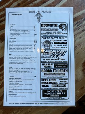 Drinks menu   at True North in Coburg