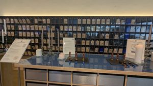 Wax sealing and letter posting area at Nuldam Space Singapore in Central Singapore