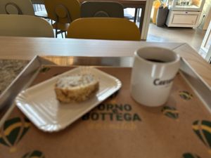 Americano coffee and lemon&poppy seeds cake  at Forno e Bottega Amemi in Carugate