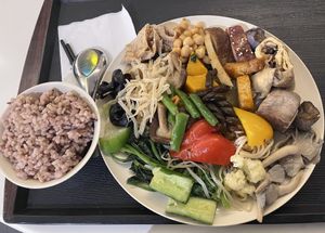 Veggie Buffet + Germ Rice ($207)  at Minder Vegetarian QSquare Taipei Branch in Taipei