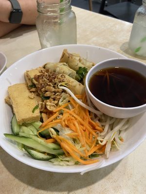 Tofu and spring roll vermicelli bowl  at Hong Vietnamese Kitchen in Sunnybank