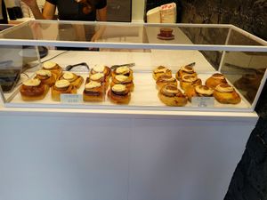 Ceirios Buns Display Counter. at Ceirios Coffee in Gwynedd