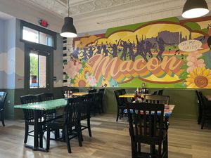 Inside wall mural  at The Flying Biscuit Cafe in Macon