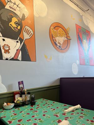 Inside wall mural  at The Flying Biscuit Cafe in Macon