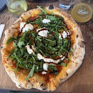Vegan burrata and Sicilian pesto pizza   at Fatto a Mano Hove in Hove