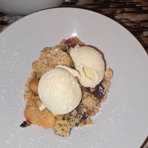 Apple and Cherry Crumble at Big Scoffs Diner in Leeds