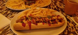 Classic hot dog at Big Scoffs Diner in Leeds
