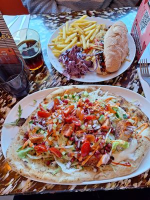 Kickin chicken naan bread at Big Scoffs Diner in Leeds