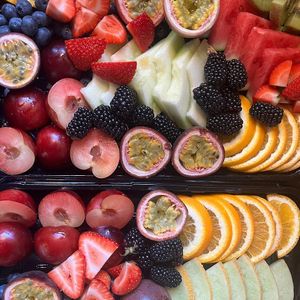 Our beautiful fruit platter 
Part of a fully vegan wedding buffet at Big Scoffs Diner in Leeds
