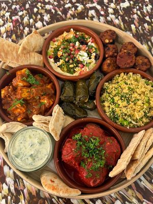 Mezze platter  at Big Scoffs Diner in Leeds