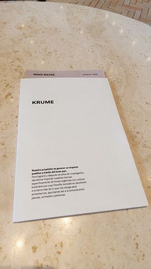 Krume Backer's Menu at Krume Bäcker in Provincia De Panamá