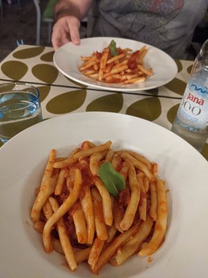 Homemade pasta with tomato sauce. Huge portions but my pictures don't do it justice. at Aterina in Korcula