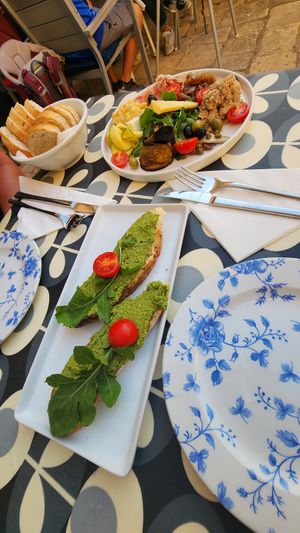 Shared small platter with vegan options for me and non vegan for my boyfriend at Aterina in Korcula