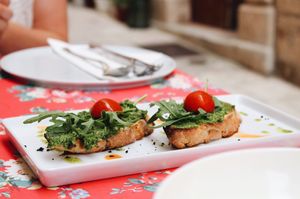Bruschetta w/ Rocket & Walnut Pesto 🌱 at Aterina in Korcula