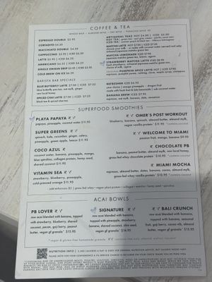 Menu  at Pura Vida Miami  in Naples