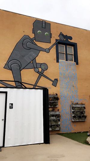 Wall in community seating  at Choice Superfood Bar & Juicery in Carlsbad