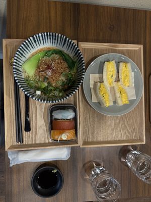 Dandan noodles/sushi/egg salad sandwiches  at Bien - ビアン in Kyoto