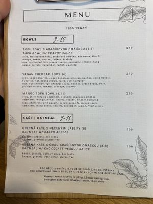 Food menu   at Café Marathon in Prague