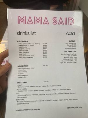 Delicious cold drinks   at Mama Said Cafe in Red Hill