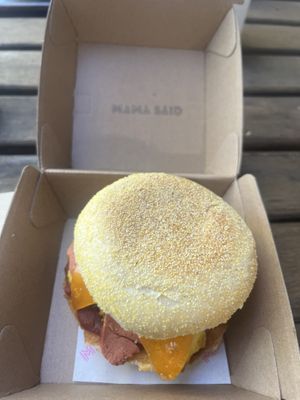 Bacon, tofu scramble, cheese roll  at Mama Said Cafe in Red Hill