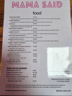  at Mama Said Cafe in Red Hill