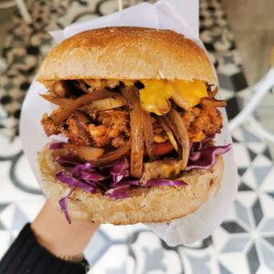 Chickpea burger  at La Cocinita Verde in Bogota