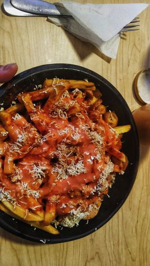 🪐🌱 Salchipapas vegan at La Cocinita Verde in Bogota