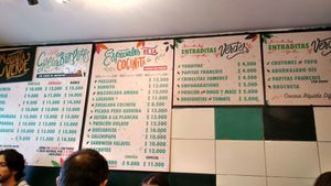 The menu at La Cocinita Verde in Bogota