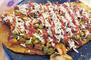 Patacón Gulash
A base of platano with lots of veggies and a vegan cheese on top. Yummy and filling! at La Cocinita Verde in Bogota
