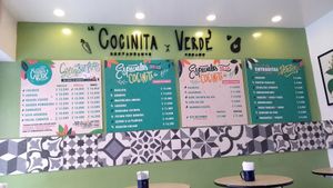 Menu at La Cocinita Verde in Bogota
