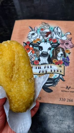 Pastel de yuca vegan 💛 at De Nobles in Bogota