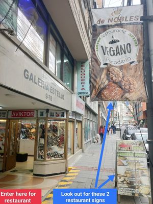 Arcade entrance where restaurant is located at De Nobles in Bogota