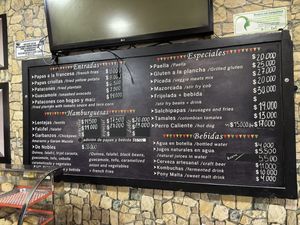Menu  at De Nobles in Bogota