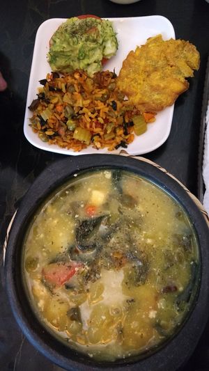 Cazuela marinera y paella at De Nobles in Bogota