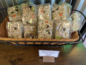 Vegan rice krispy treats! Made with dandies mashmallows   at Branson’s Chocolates in Ashland