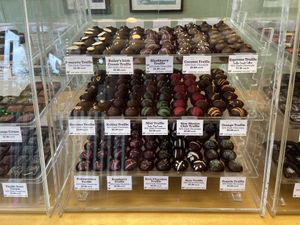 Blackberry and raspberry truffles are vegan  at Branson’s Chocolates in Ashland
