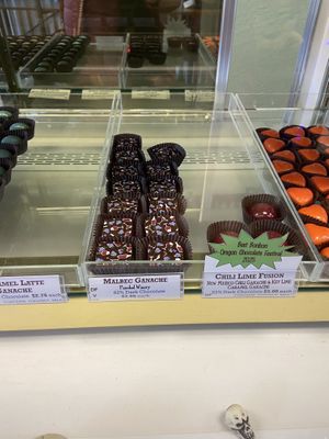 Malbec ganache is vegan   at Branson’s Chocolates in Ashland