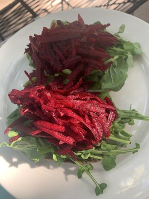 Sandwich with hummus and beets  at Juice Bar at the Harmony Hotel in Nosara