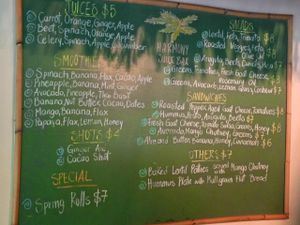 Menu at the Cafe & Juice Bar, Harmony Hotel at Juice Bar at the Harmony Hotel in Nosara