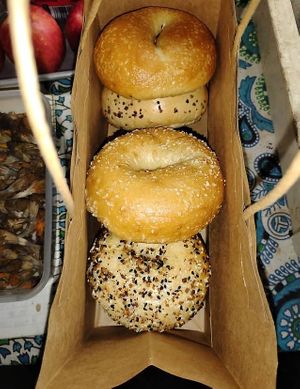 Onion, garlic, everything, plain, salt  at Jeff's Bagel Run in Acworth