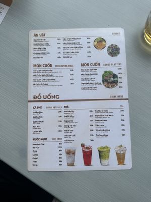 Menu  at Quan Chay Tu Tam in Da Lat