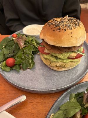 vegan burger  at Ashka  in Ollantaytambo